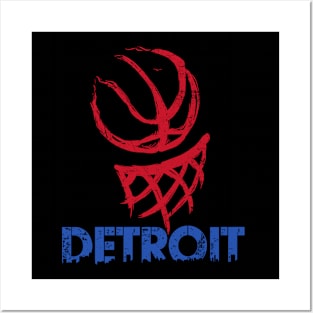 Vintage Detroit Michigan B-Ball Basketball Game Fans Posters and Art